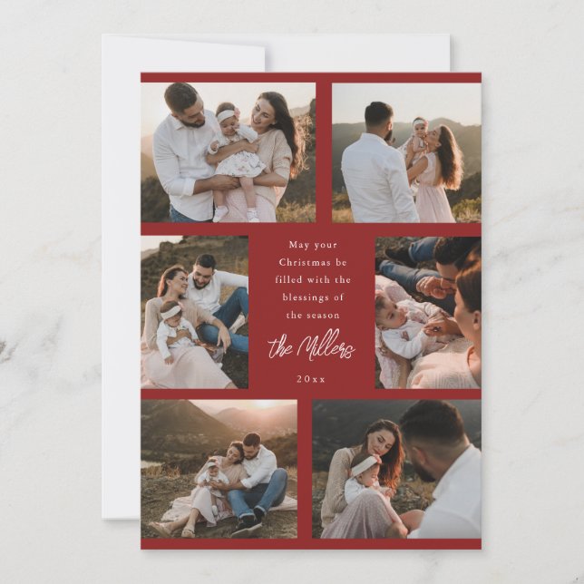 Festive Multi-Photo Christmas Card with Message (Front)