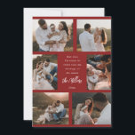 Festive Multi-Photo Christmas Card with Message<br><div class="desc">This beautifully designed Christmas card features a rich red background and showcases six cherished family photos, allowing you to share your favourite memories of the year. The centre of the card highlights a heartfelt message that you can customise followed by your family name and the year. The minimalist yet festive...</div>