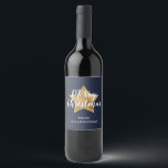 Festive Navy Blue Gold Star Christmas Wine Label<br><div class="desc">Personalised Festive Navy Blue Gold Star Christmas Wine Label.</div>