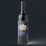 Festive Navy Blue Gold Star Christmas Wine Label<br><div class="desc">Personalised Festive Navy Blue Gold Star Christmas Wine Label.</div>