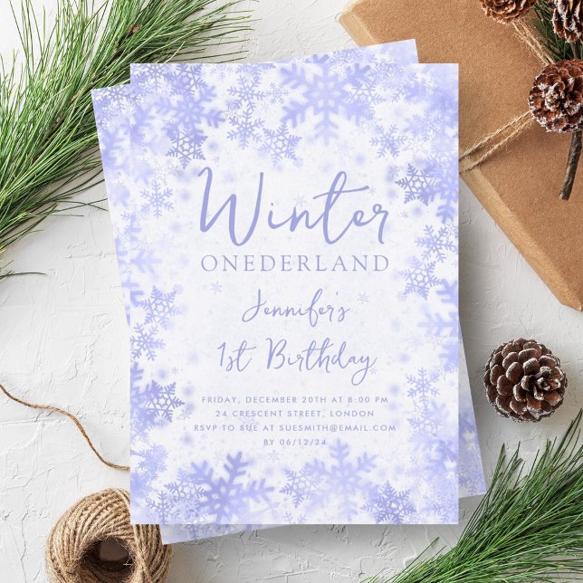 Festive Navy Winter ONEDERLAND 1st Birthday Invitation (Festive Navy Winter ONEDERLAND 1st Birthday Invitation)