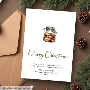 Festive Neutral Watercolor Christmas Greeting Card