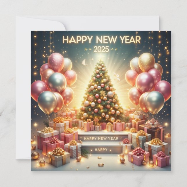 Festive New Year 2025 Joyful Celebration Card (Front)