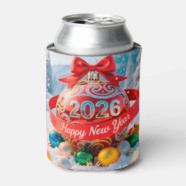 Festive New Year 2026 holiday Can Cooler (Can Front)