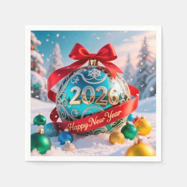 Festive New Year 2026 holiday Napkin (Front)