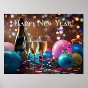 Festive New Year Celebration - customizable text Poster
