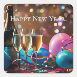 Festive New Year Celebration - customizable text Square Sticker