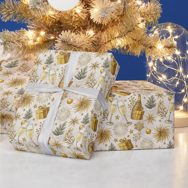 Festive New Year Celebration Wrapping Paper (Holidays)