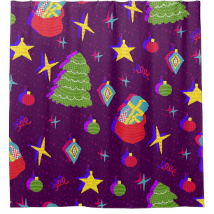 Festive New Year Christmas Pattern Shower Curtain