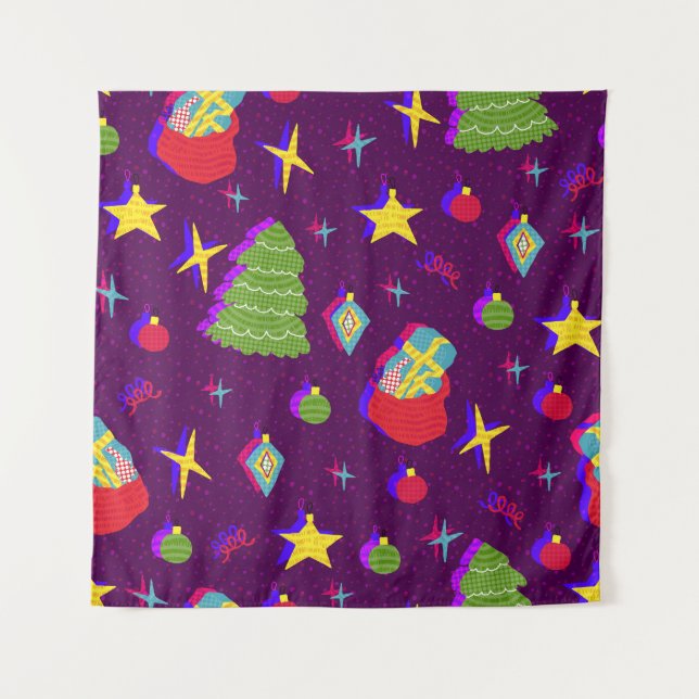 Festive New Year Christmas Pattern Tapestry (Front)
