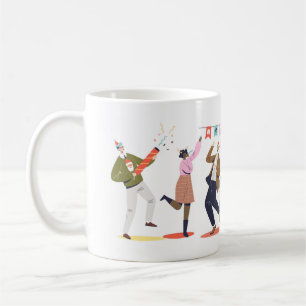 Festive New Year Friends Illustration Coffee Mug
