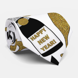 Festive New Years Eve pattern tie