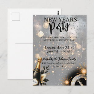 Festive New Year's Party Invitation Postcard