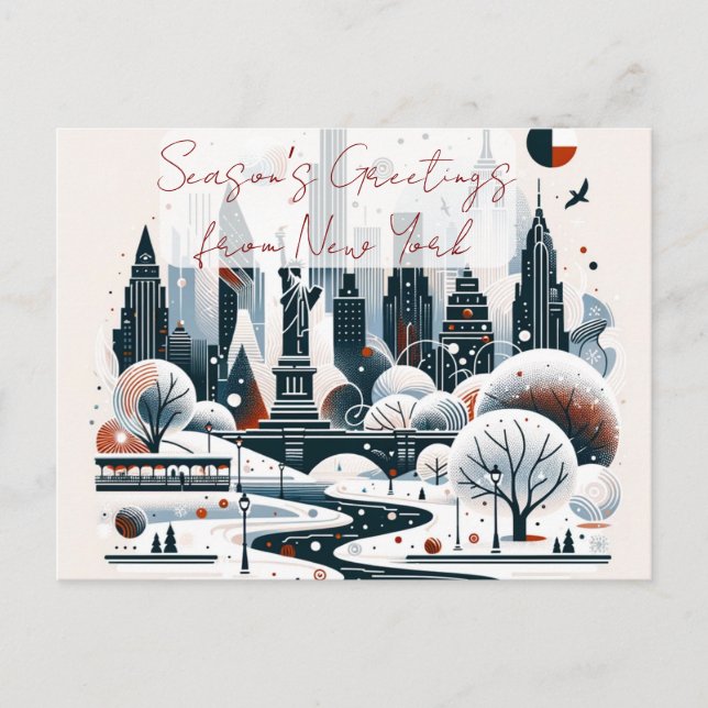 Festive New York City. Personalised Christmas Holiday Postcard (Front)