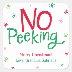 Festive No Peeking Christmas Sticker