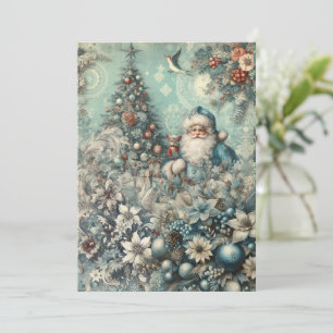 Festive Non-Photo Vintage Santa Christmas Card