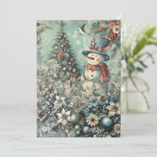 Festive Non-Photo Vintage Snowman Christmas Card