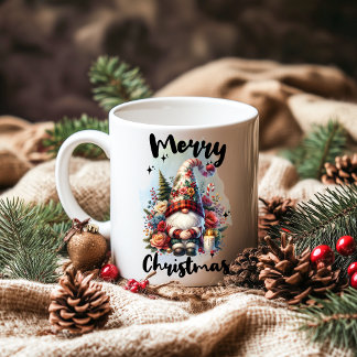 Festive Nordic Gnome Trio with Candles and Winter Coffee Mug