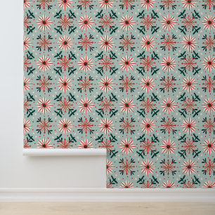 Festive Nordic Snowflower: Modern Scandinavian Wallpaper