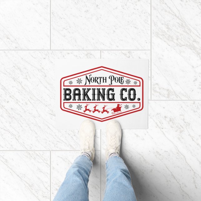 Festive North Pole Bakery Christmas Doormat (Indoor)