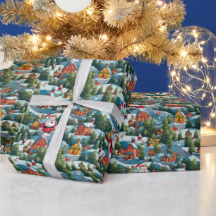 Festive North Pole Christmas tiled pattern  Wrapping Paper