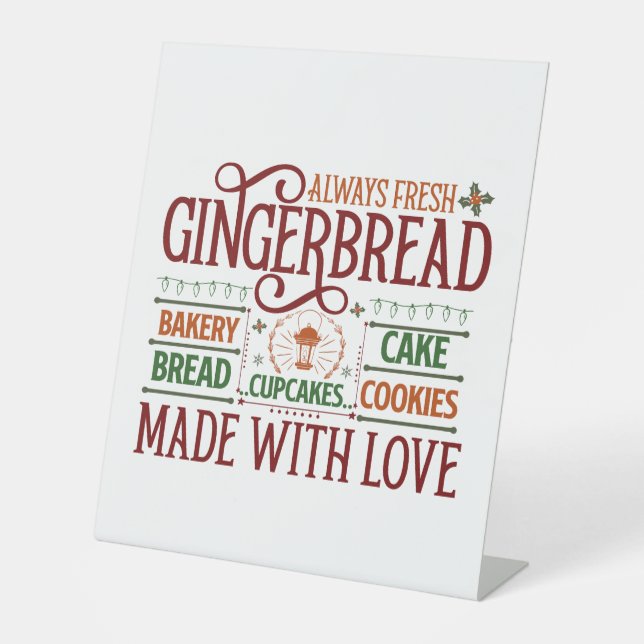festive North pole gingerbread bakery  Pedestal Sign (Front)