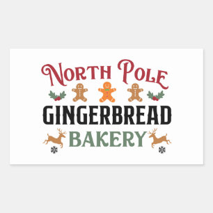 Festive North Pole Gingerbread Bakery Rectangular Sticker