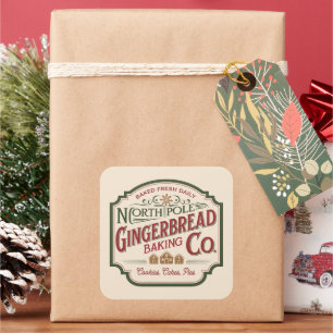 Festive North Pole Gingerbread company Square Sticker