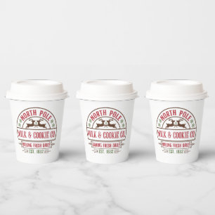 Festive North Pole Milk Cookie Company Paper Cups
