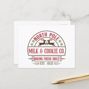 Festive North Pole Milk Cookie Company  Postcard