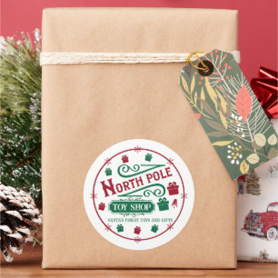 Festive North pole toy shop Christmas  Classic Round Sticker