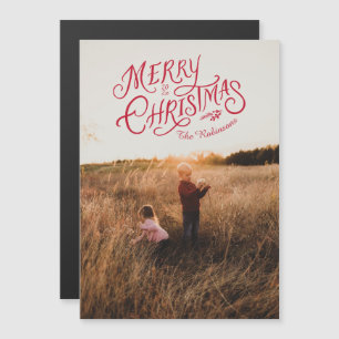 Festive Nostalgia Merry Christmas Photo Magnet