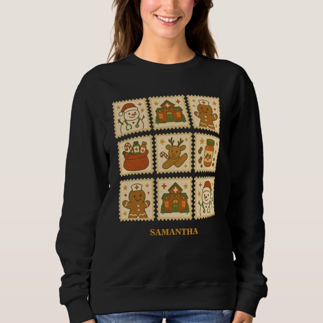 Festive Nurse Christmas Collage | Cosy Holiday Sweatshirt (Front)