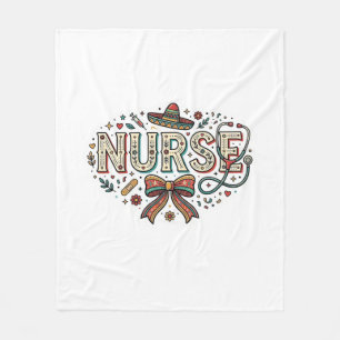 Festive Nurse Vintage Engraving Shirt Design_1 Fleece Blanket