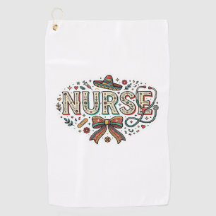 Festive Nurse Vintage Engraving Shirt Design_1 Golf Towel