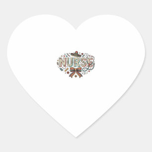 Festive Nurse Vintage Engraving Shirt Design_1 Heart Sticker