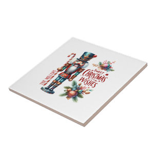 Festive Nutcracke Sweet Christmas Wishes Ceramic Tile