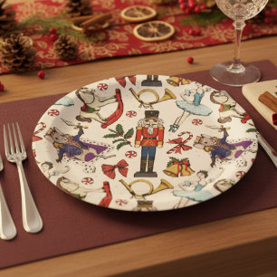 Festive Nutcracker Ballet Christmas Xmas Party Paper Plate