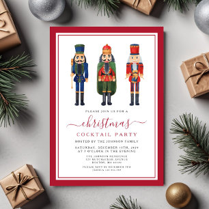 Festive Nutcracker Christmas Cocktail Party Invitation