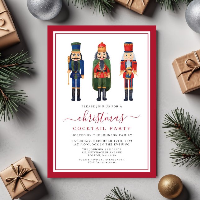 Festive Nutcracker Christmas Cocktail Party Invitation (Creator Uploaded)