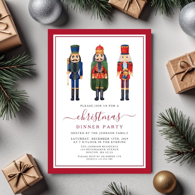 Festive Nutcracker Christmas Dinner Party Invitation (Festive Nutcracker Christmas Dinner Party Invitation)