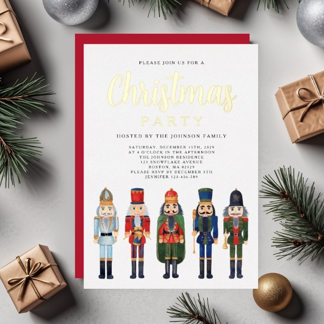 Festive Nutcracker Christmas Party Gold (Festive Nutcracker Christmas Party Gold Foil Invitation)