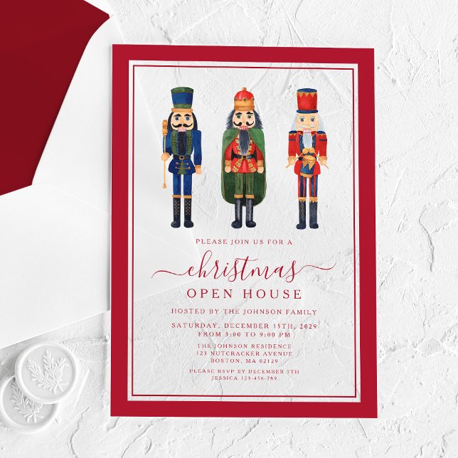 Festive Nutcracker Christmas Party Open House Acrylic Invitations (Festive Nutcracker Christmas Party Open House Acrylic Invitations)