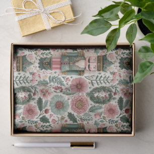 Festive Nutcracker in Pink & Green Tissue Paper