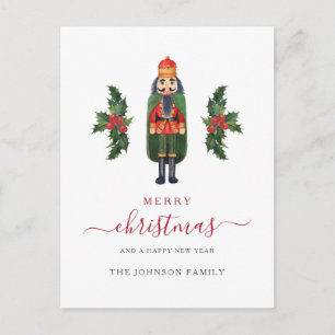 Festive Nutcracker Merry Christmas Holiday Postcard