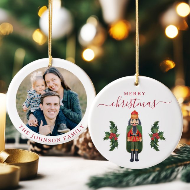 Festive Nutcracker Photo Christmas Ceramic Ornament (Festive Nutcracker Photo Christmas Ceramic Ornament)