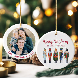 Festive Nutcracker Photo Christmas Ceramic Ornament