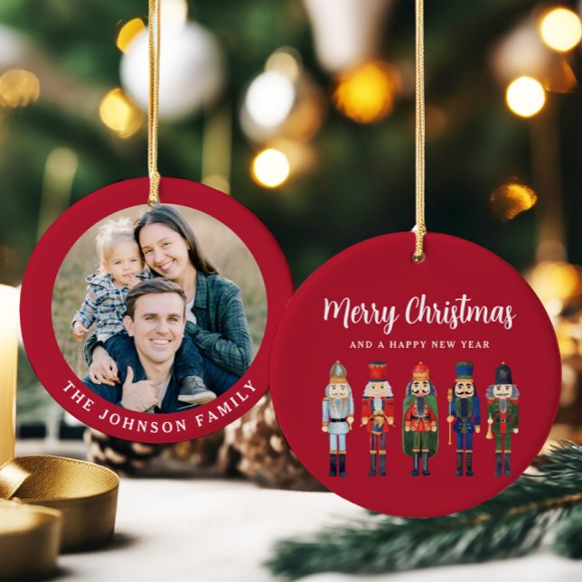 Festive Nutcracker Photo Christmas Ceramic Ornament (Festive Nutcracker Photo Christmas Ceramic Ornament)