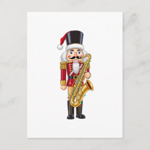 Festive Nutcracker Saxophone Player for Christmas Holiday Postcard