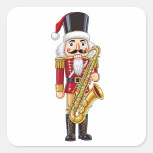 Festive Nutcracker Saxophone Player for Christmas Square Sticker